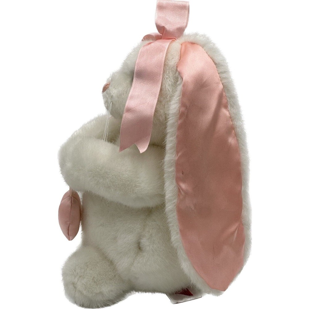 Vtg 1992 Dakin Bunny Rabbit Plush Stuffed Animal‎ Floppy Satin Ears Heart Easter - Picture 4 of 10